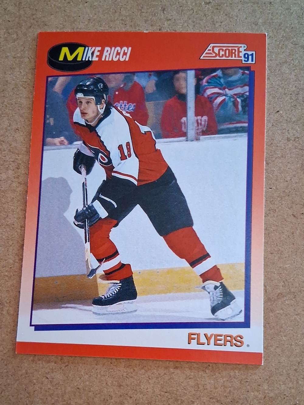 Mike Ricci 1991 Score Flyers Hockey Card - Orange Red White
